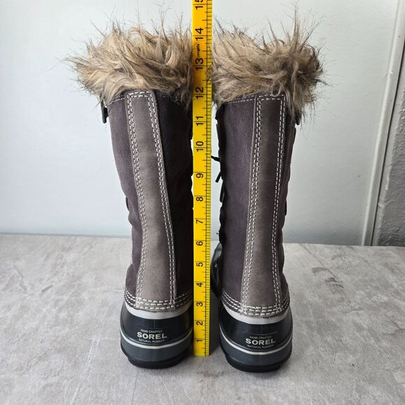Sorel Boot Waterproof Gray Black Fur Lined Outdoor Lace Up Snow Winter Knee High - Picture 4 of 10